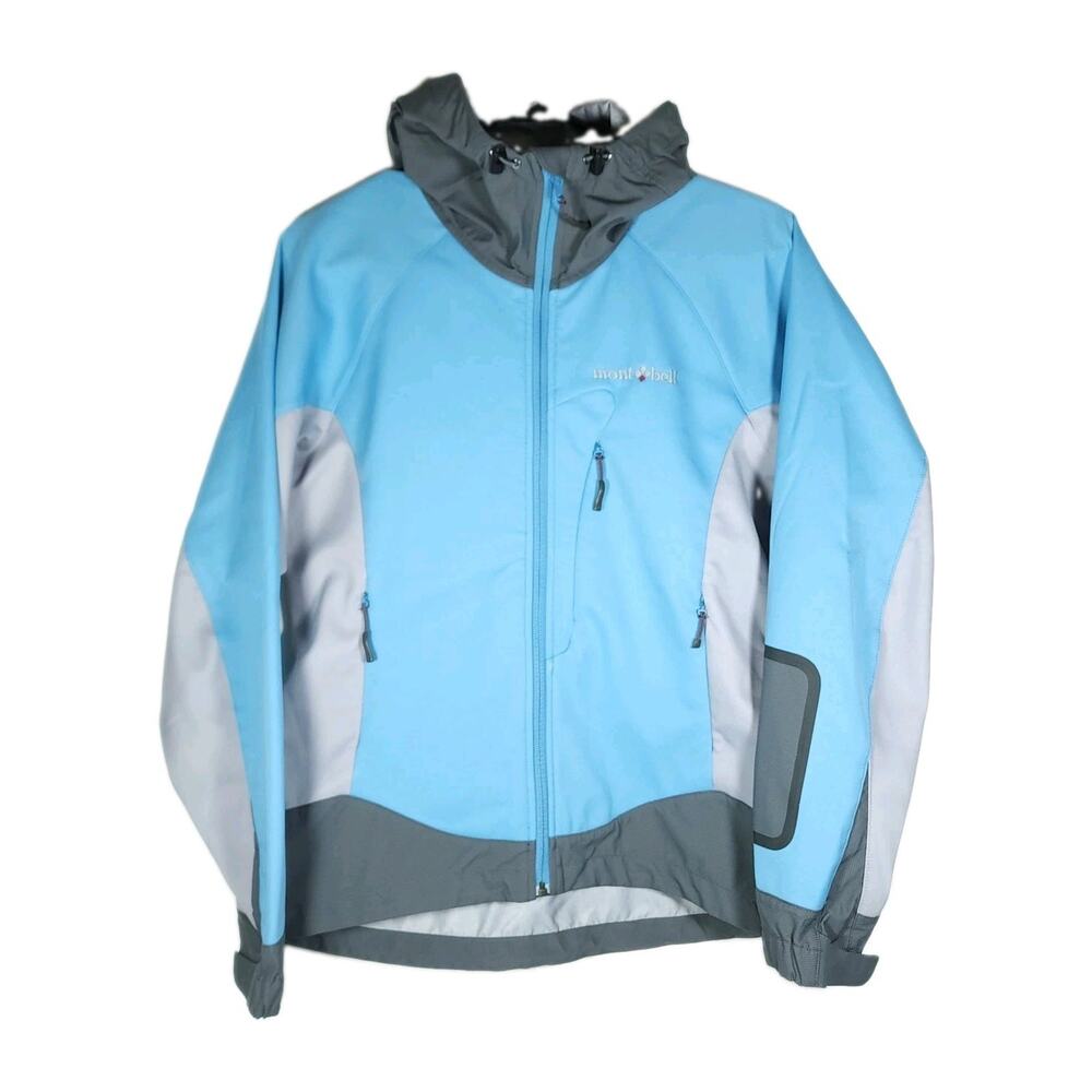 Montbell Women's ClimaPro Small Blue/Gray Fleece lined Full Zip Hooded Jacket